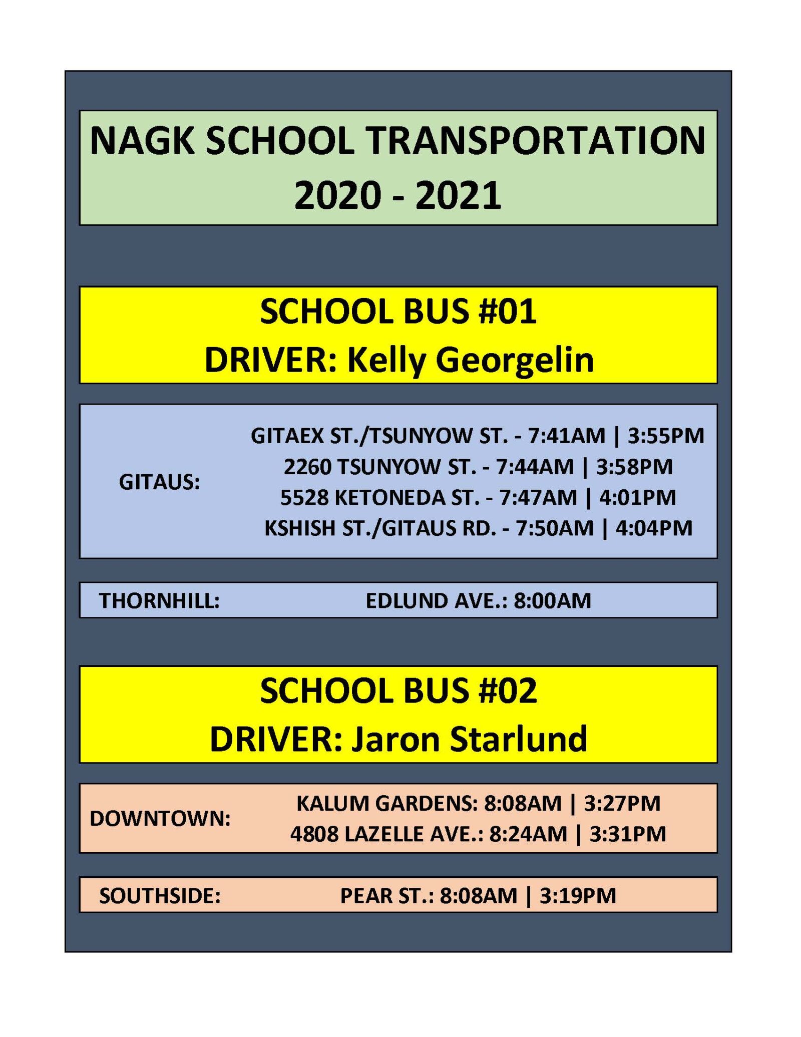 20202021 Bus Schedule ‘Na Aksa Gyilak’yoo School