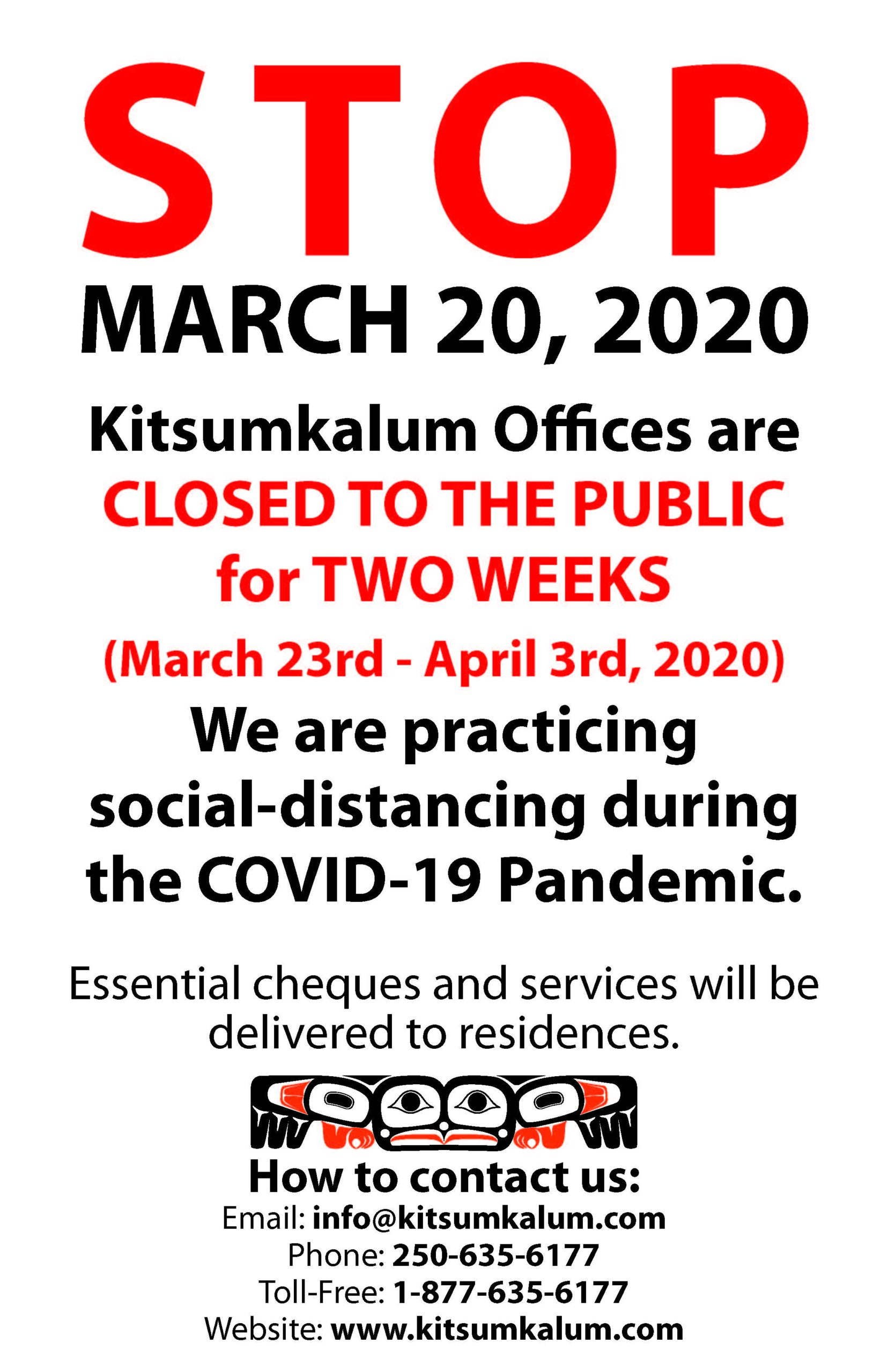 Kitsumkalum Offices Closed to Public