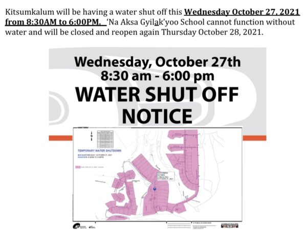 School Closure: Water Shut off Notice – October 27, 2021