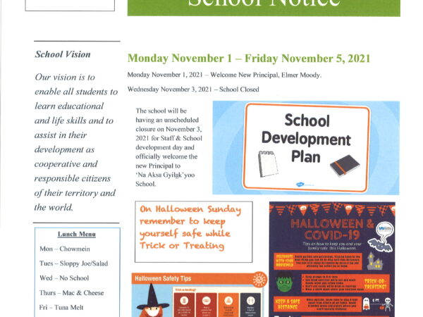 NAGK School Notice Nov.1 – 5, 2021